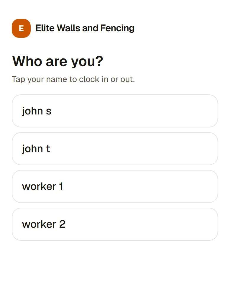Worker clocking in on a phone in Elite OS